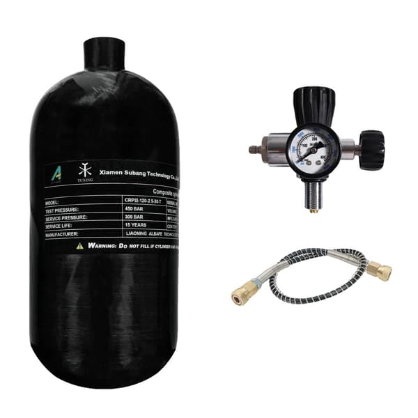 TUXING Kolfiber HPA-tank, 2,5L kapacitet, 300 BAR arbetstryck,2,5L-Svart