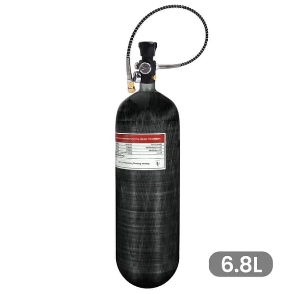 TUXING Højtryks kulfiber cylinder, 6,8L kapacitet, 300 BAR arbejdstryk,med ventil