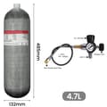 Miniatyrbillede 2 af 2: Højtryks kulfiber cylinder, 4,7L volumen, M18*1,5 gevind,4,7L med ventil