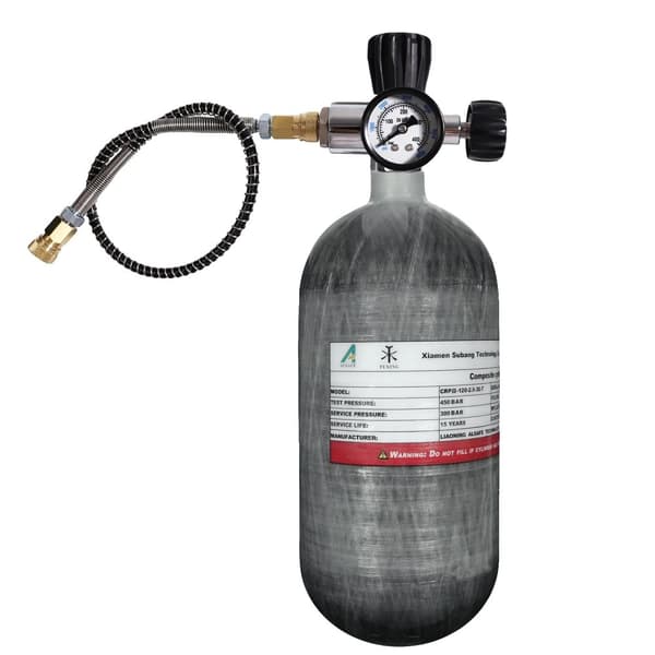 TUXING 2,5L Kolfiber Cylinder, 300 BAR Arbetstryck, Hållbar 15-årig Livslängd,2,5L med ventil