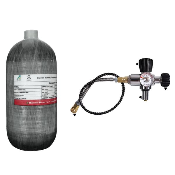 TUXING Carbonfiber Cylinder, 300 BAR Arbejdstryk, 15 Års Designlevetid,2,5L med ventil