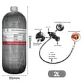 Miniatyrbillede 2 af 2: TUXING Carbonfiber Cylinder, 2L Kapacitet, 300 BAR Arbejdstryk,2L med ventil, 2L