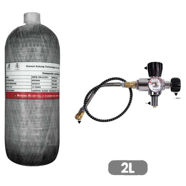 TUXING HPA Tank, 2L Kapacitet, 300 BAR Arbejdstryk,2L med ventil B, 2L