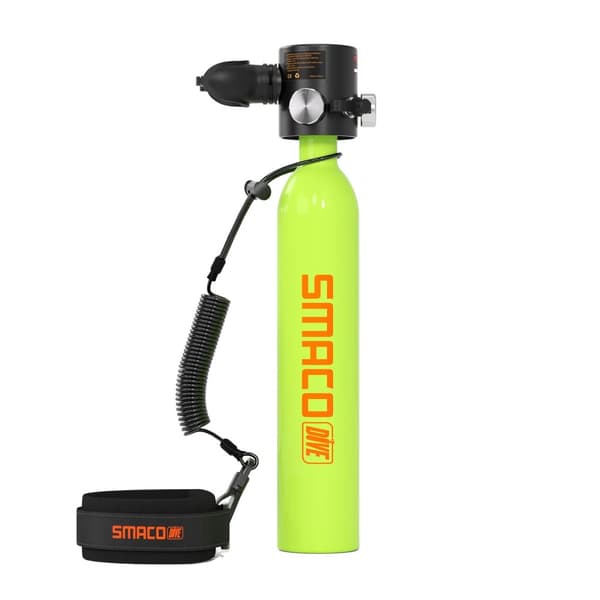 SMACO Mini Scuba Tank, 0,5L kapacitet, op til 10 minutters dykker tid,Pakke A - GRØN