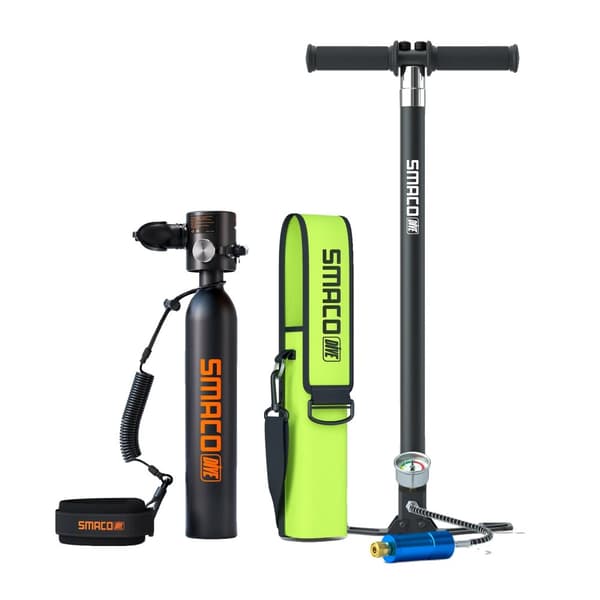 SMACO Mini Scuba Tank, 0,5L kapacitet, op til 10 minutters dykker tid,Pakke C - SORT