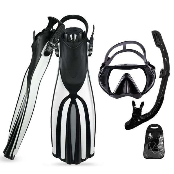 TUDIVING Snorkelutrustning, Anti-Dim Mask, Full Torr Snorkel,L/XL, Vit