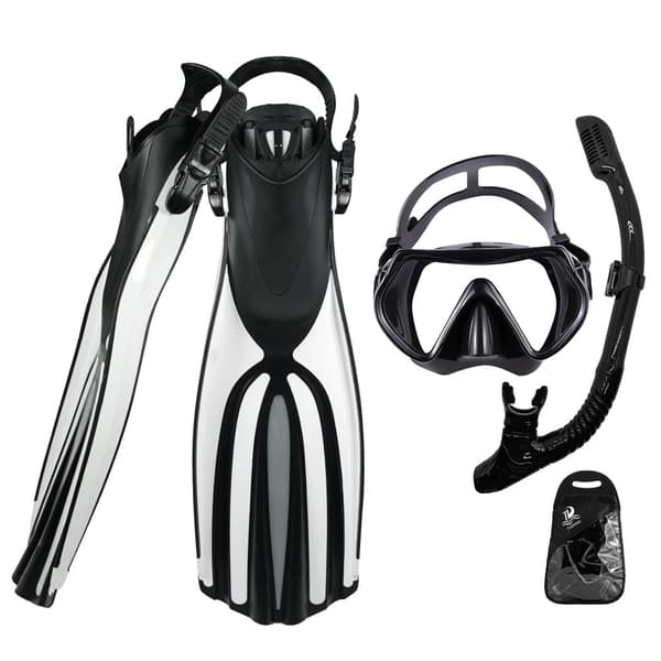 TUDIVING Snorkelutrustning, Anti-Dim Mask, Full Torr Snorkel,L/XL, Vit