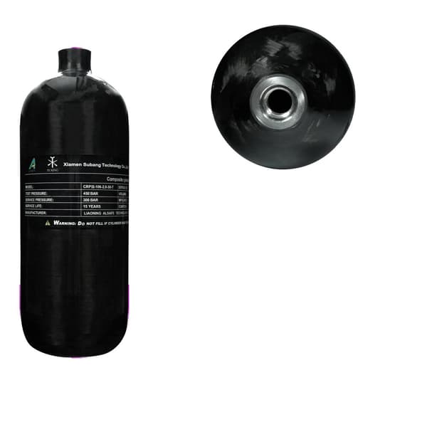4500Psi 2L Carbon Fiber Cylinder, CE-certificeret, 300 BAR Arbejdstryk,Sort