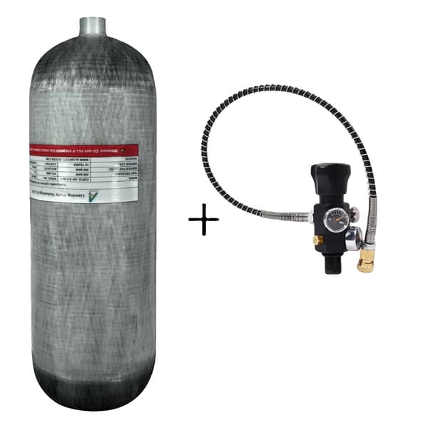Dykkerflaske, 9L volumen, 300 BAR tryk,9L med ventil C