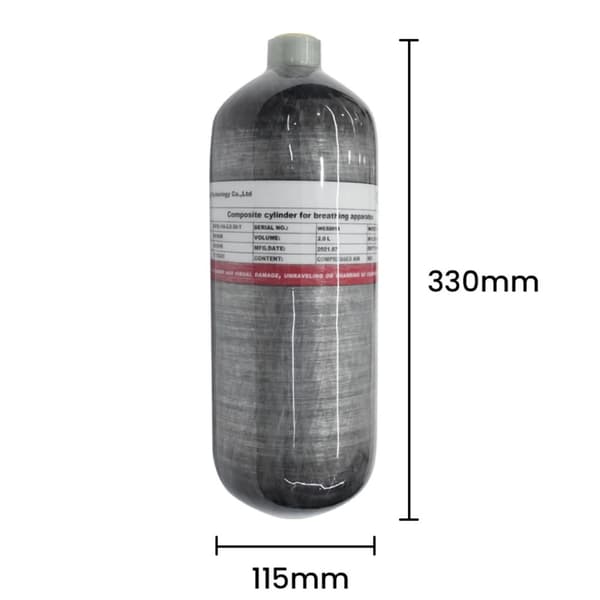 Högtrycksluftstank, 2L kolfiber cylinder, hållbar och lättviktig design,2L med ventil