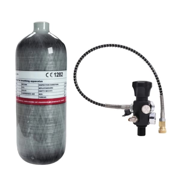 Högtrycksluftstank, 2L kolfiber cylinder, hållbar och lättviktig design,2L med ventil
