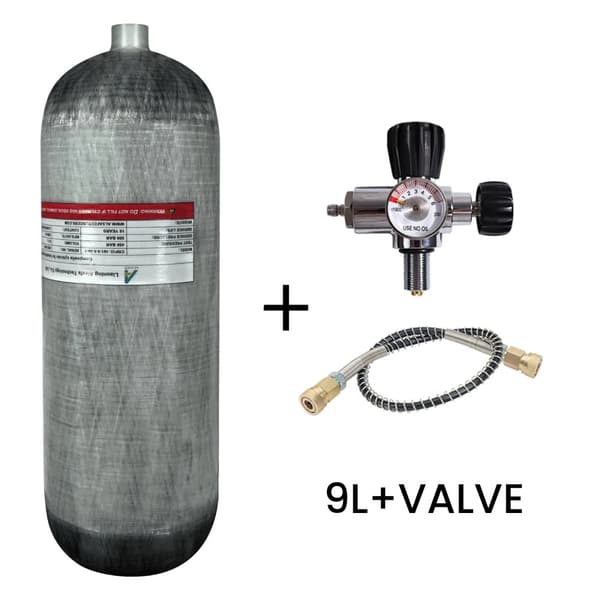 TUXING 9L Kulfiber Cylinder, 300 BAR Høj Arbejdstryk, Letvægtsdesign,9L med ventil B