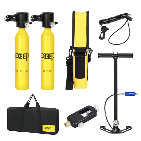 Scuba Dykker Lufttank Kit, Letvægtsdesign, 0,5L Kapacitet, Holdbart Materiale,Gul