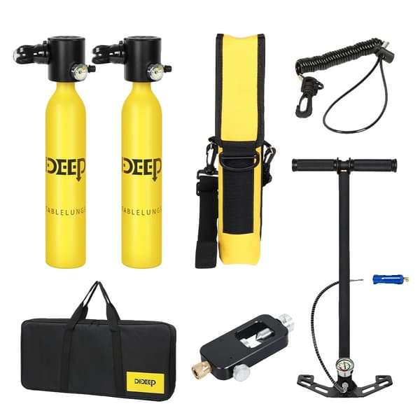 Scuba Dykker Lufttank Kit, Letvægtsdesign, 0,5L Kapacitet, Holdbart Materiale,Gul