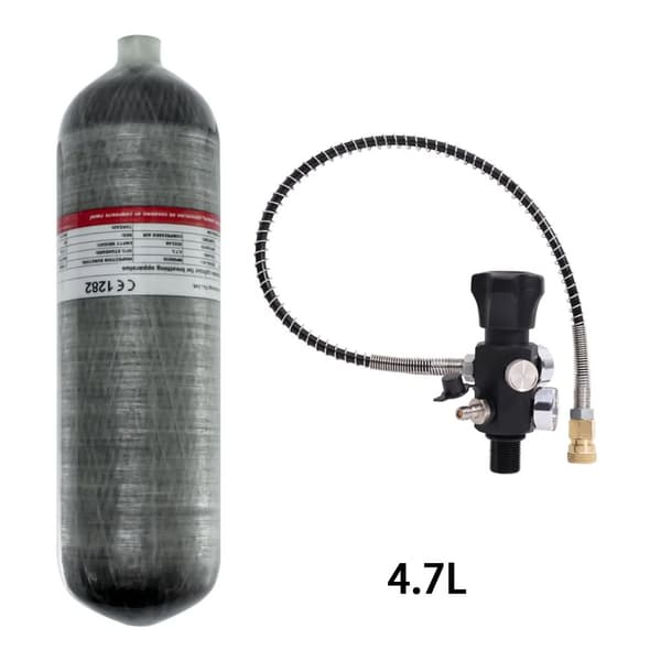 Högtrycks kolfiber cylinder, 4,7 liters volym, 300 BAR arbetstryck,4,7L med ventil