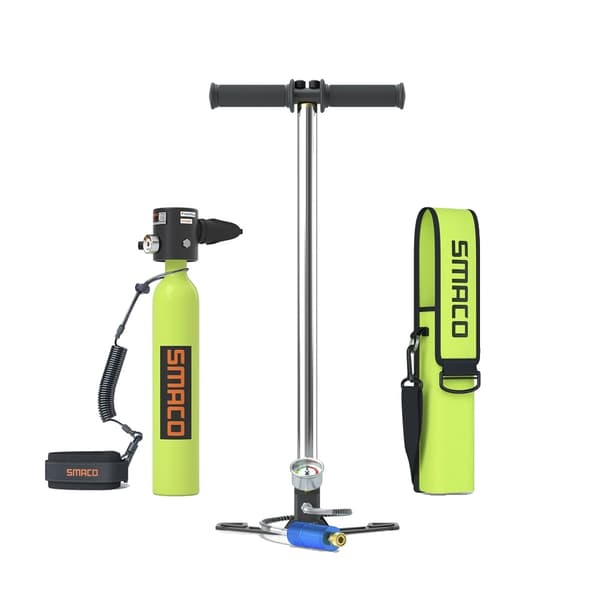 0,5 litran sukellussäiliö, ilmailualumiinia, enimmäispaine 3000 PSI,S300PLUS-B3-VIHREÄ, 0,5 litran sukelluspullo