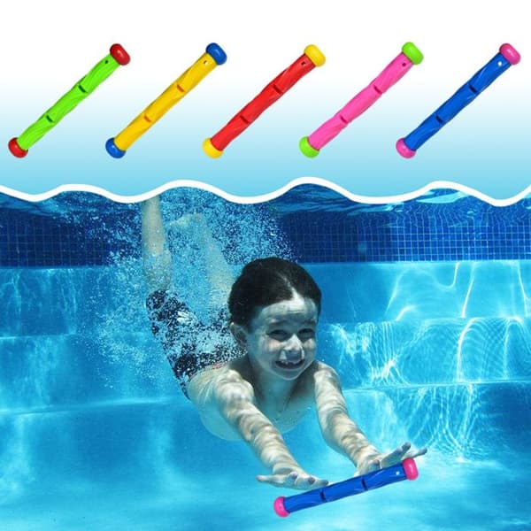 Set med 5 undervattensstavar för pool, vattensleksaker, sommarspel, dykstavar för barn, present