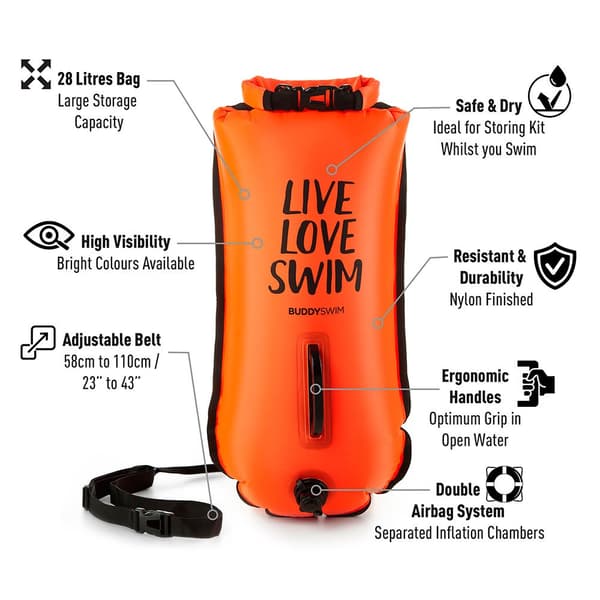 Buddyswim Bøje Live Love Swim 28l Orange 28 Liters