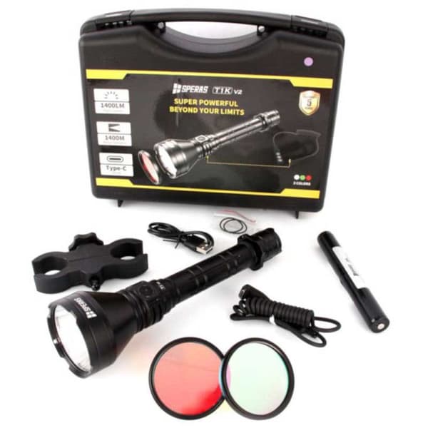 Speras Ficklampa T1k Red/green Hunting Kit Silver 1200 Lumens