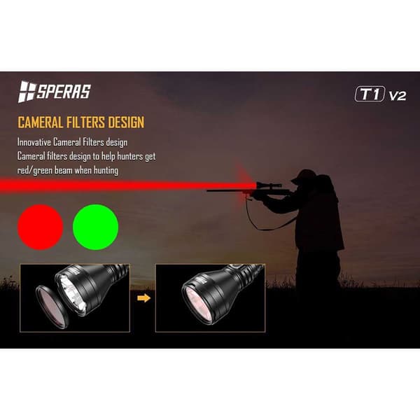 Speras Ficklampa T1k Red/green Hunting Kit Silver 1200 Lumens