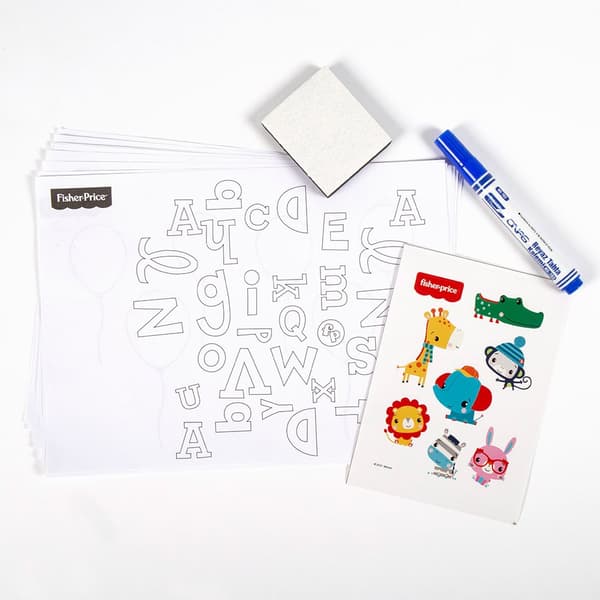 Fisher Price Børnebøtte Pizarra Med Markør Og Farveark Stickers Transparent