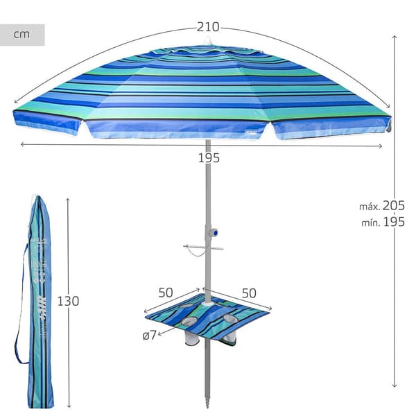 Aktive Parasol Med Justerbar Mast  Ø210cm