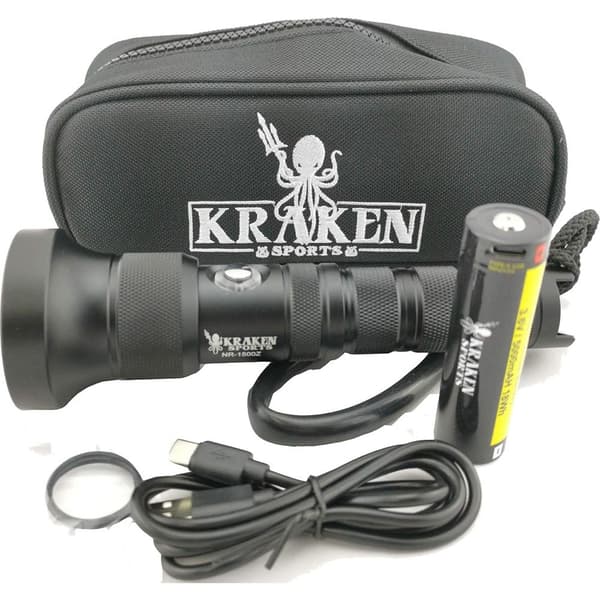 Kraken N1800z Zoom Focus Sukelluslamppu Musta