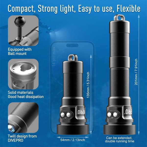 Divepro M27 V2 Dyklampa Silver 3700 Lumens