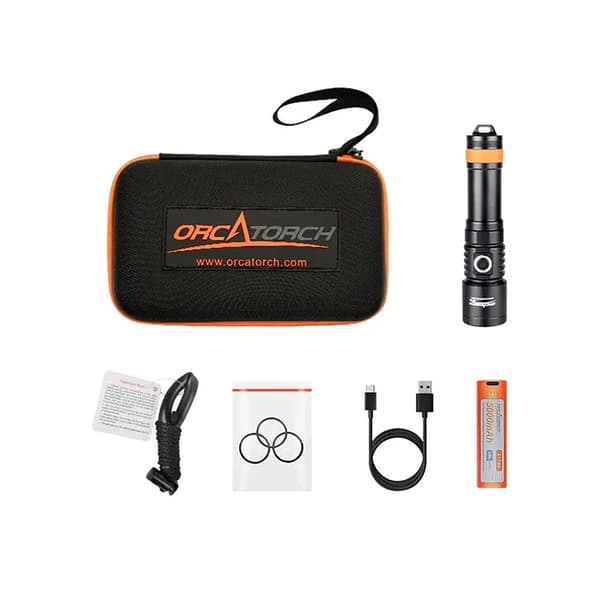Orcatorch Dc710 Promo Pack Dykkerlygte Orange 3000 Lumens