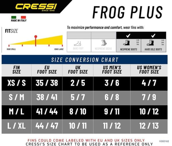 Cressi Fin - BF203042 - Frog Plus - Justerbara dyk-/simfenor