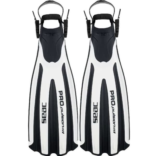 SEAC Propulsion Diving fenor med justerbar rem - Tillverkad i Italien - 43-45 - Vit