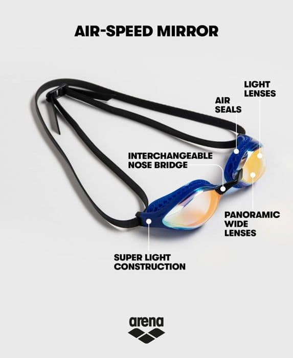 Dykglasögon - Arena dykmask - 003151-206-NS - Air-speed Mirror Dykglasögon för män (paket med 1)