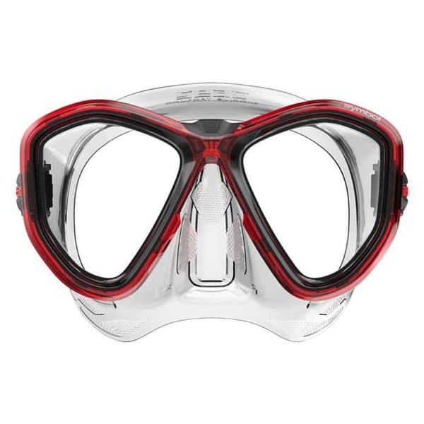 SEAC Symbol Mono-Lens Dykmask, Tillverkad i Italien Unisex-Vuxen, Transparent-Röd, Standard