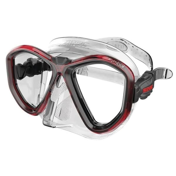 SEAC Symbol Mono-Lens Dykmask, Tillverkad i Italien Unisex-Vuxen, Transparent-Röd, Standard