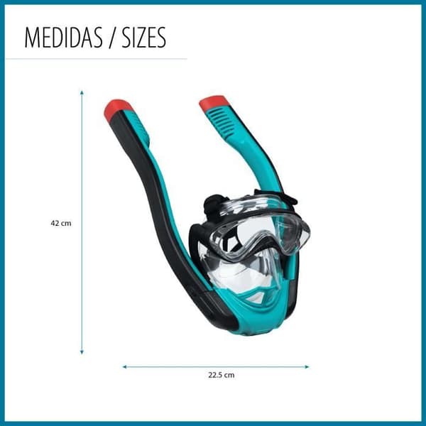 Full Face Dyk Mask med Snorkel för vuxna Bestway Flowtech storlek L-XL med 180° Full Vision