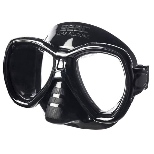 Dykmask - SEAC - Elba - Svart - Dubbelglas i härdat glas - Silikonsnodd