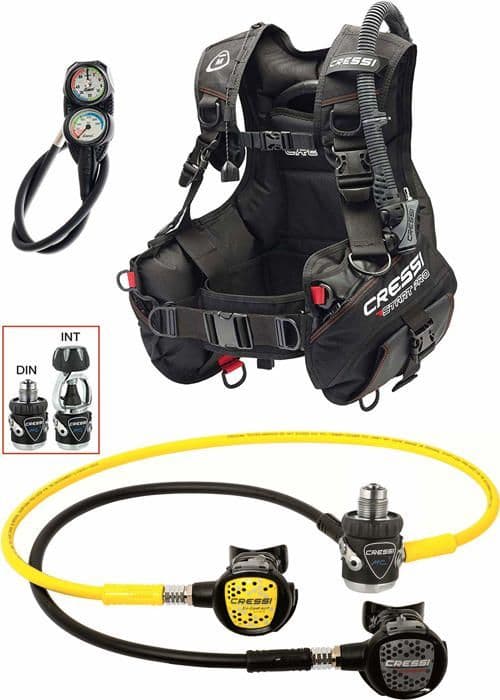 Dykglasögon - Cressi dykmask - IY721814 - Start Pro Scuba Set-Din dykning Unisex