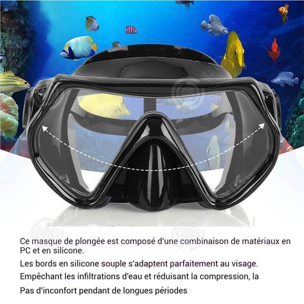 INN Dykningsmask med 3D anti-dim ventiltub, dykarkit, snorkelmask, vuxen dykmask, simglasögon