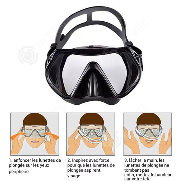 INN Dykningsmask med 3D anti-dim ventiltub, dykarkit, snorkelmask, vuxen dykmask, simglasögon