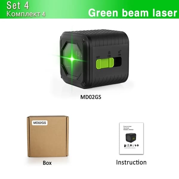 Niveau Laser, Selvnivellerende, Grøn og Rød Krydslaserlinjer