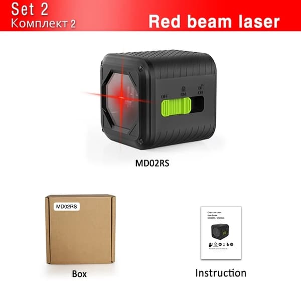 Niveau Laser, Selvnivellerende, Grøn og Rød Krydslaserlinjer