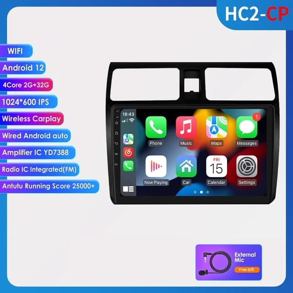 Bilradio Multimedia Afspiller, Android 12, Navigation GPS