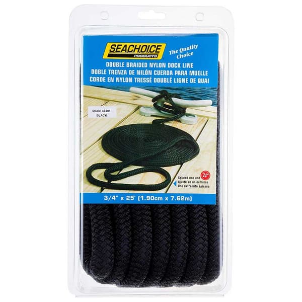 Seachoice Double Braid Dock Rope 7.6 M Svart 3/4´´