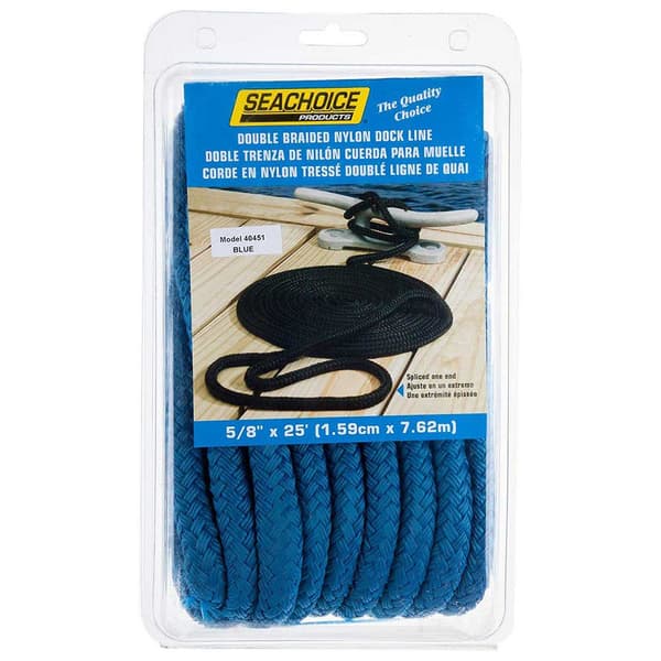 Seachoice Double Braid Dock Rope 7.6 M Sininen 5/8´´