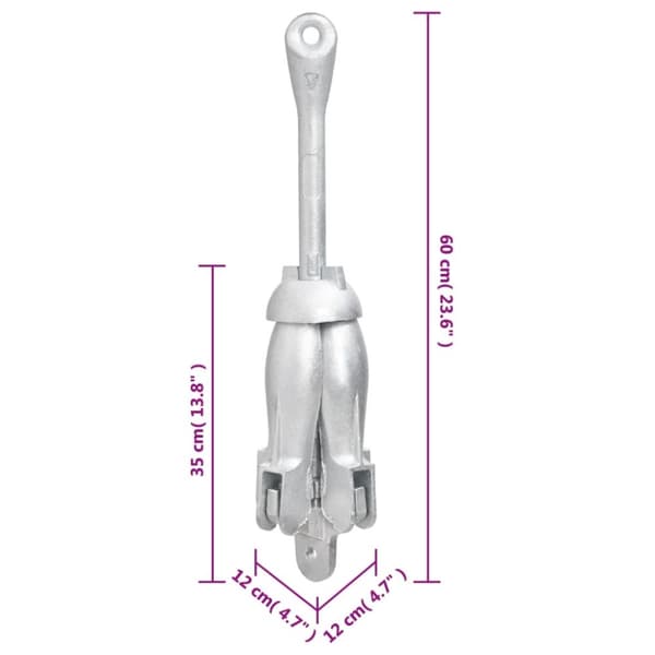 Taitettava ankkuri hopea 8 kg takorauta