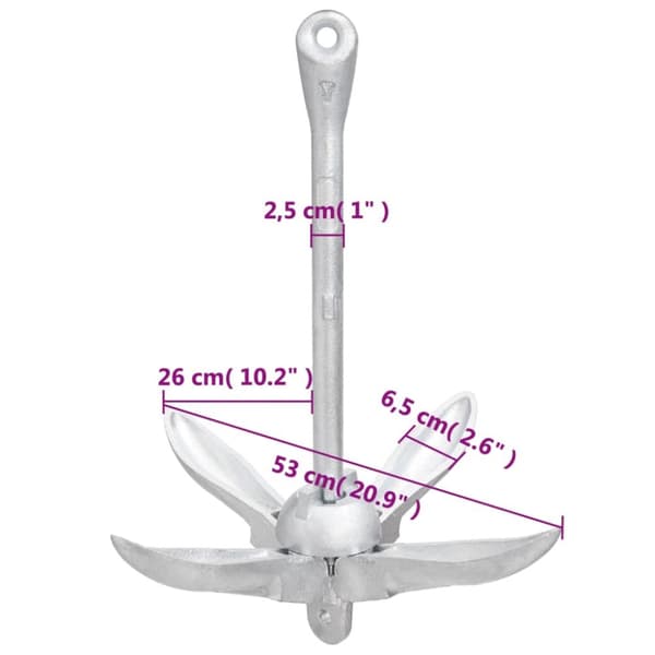 Taitettava ankkuri hopea 8 kg takorauta