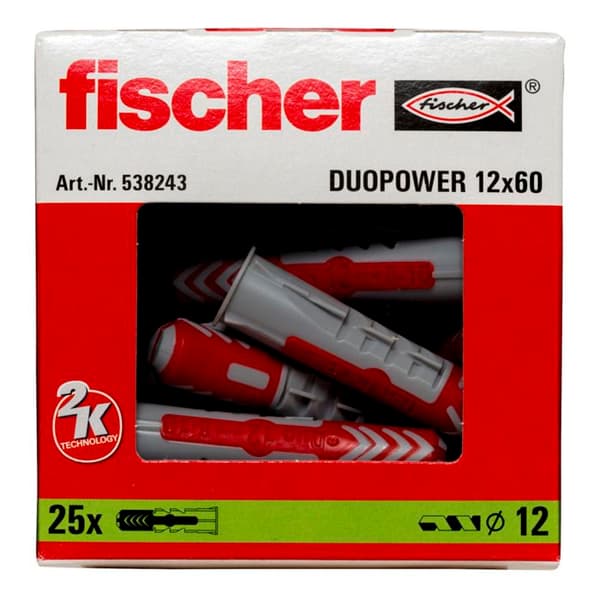 Bi-material pluggar DuoPower 12X60 kartong med 25 - FISCHER - 538243