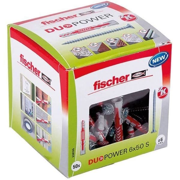 FISCHER - DuoPower 6x50 mm ankare i helt material med skruvar - Låda med 50 st