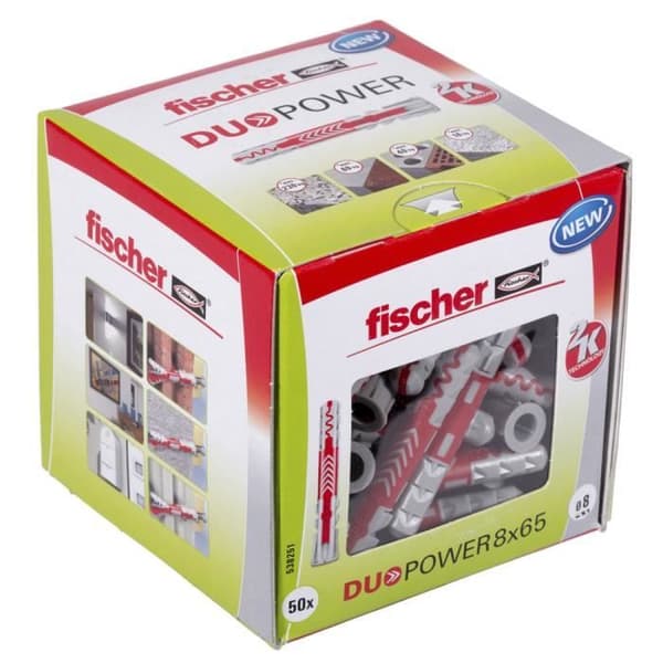 FISCHER - DuoPower 8x65 mm ankare i helt material - Låda med 50 st