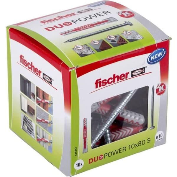 FISCHER - DuoPower 10x80 mm ankare i helt material med skruvar - Låda med 10 st